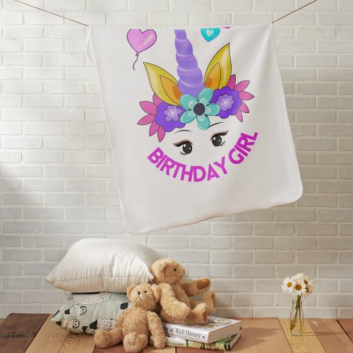 Unicorn Birthday Girl Baby Shower Baby Blanket