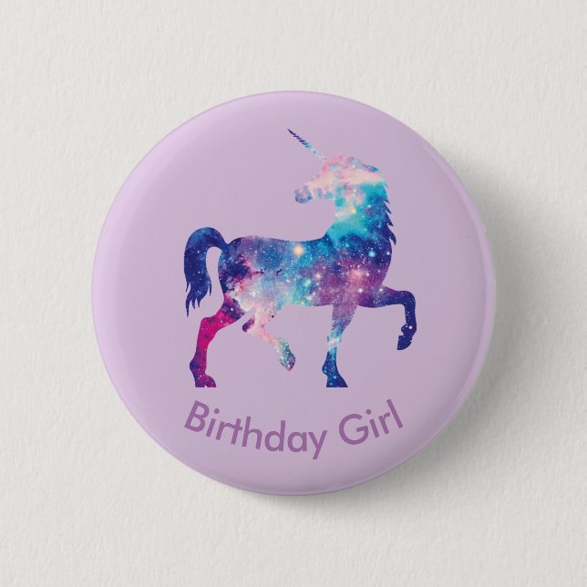 Unicorn Birthday Girl Badge Button (Front)