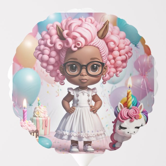 Unicorn birthday girl balloon (Front)
