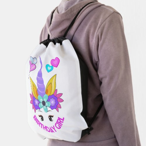 Unicorn Birthday Girl Birthday Party   Drawstring Bag