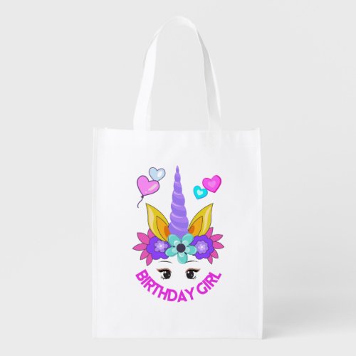 Unicorn Birthday Girl Birthday Party  Grocery Bag