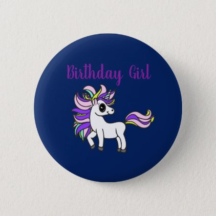 unicorn Birthday girl, birthday party Pinback Button