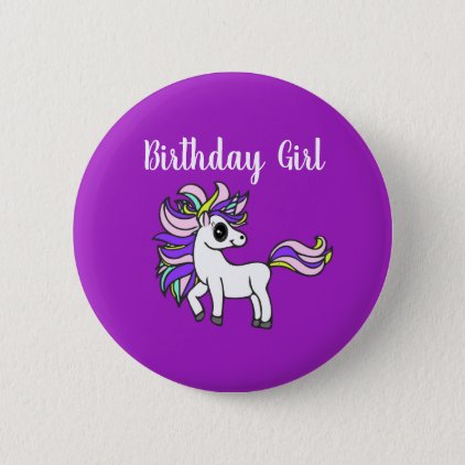 unicorn Birthday girl, birthday party Pinback Button