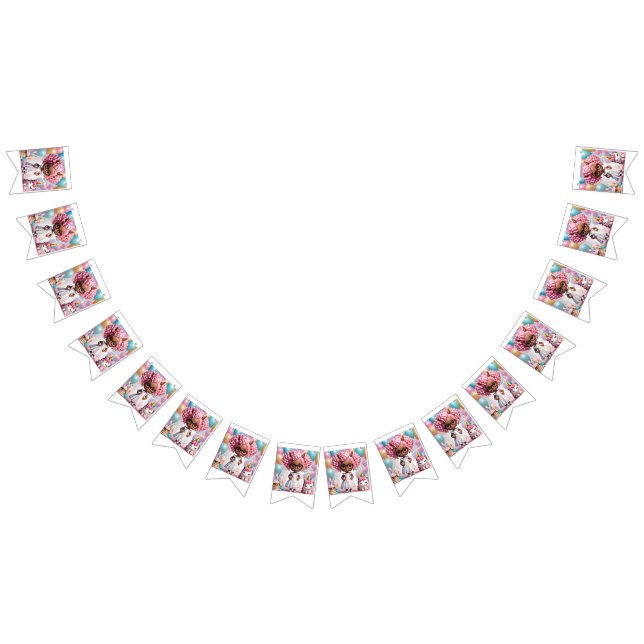 Unicorn birthday girl bunting flags (All)