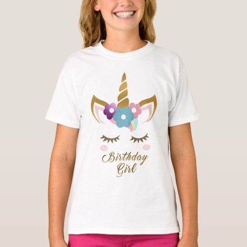 Unicorn Birthday Girl for Kids T_Shirt