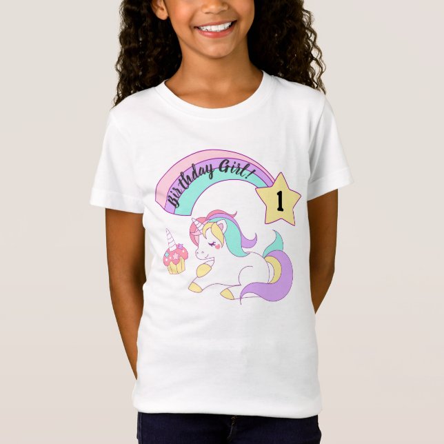 Unicorn Birthday Girl T-Shirt (Front)