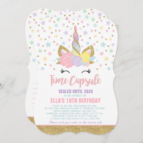 Unicorn Birthday Guestbook Time Capsule With Notes Invitation