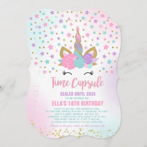 Unicorn Birthday Guestbook Time Capsule With Notes Invitation