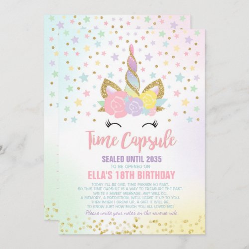 Unicorn Birthday Guestbook Time Capsule With Notes Invitation