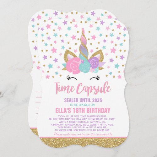 Unicorn Birthday Guestbook Time Capsule With Notes Invitation