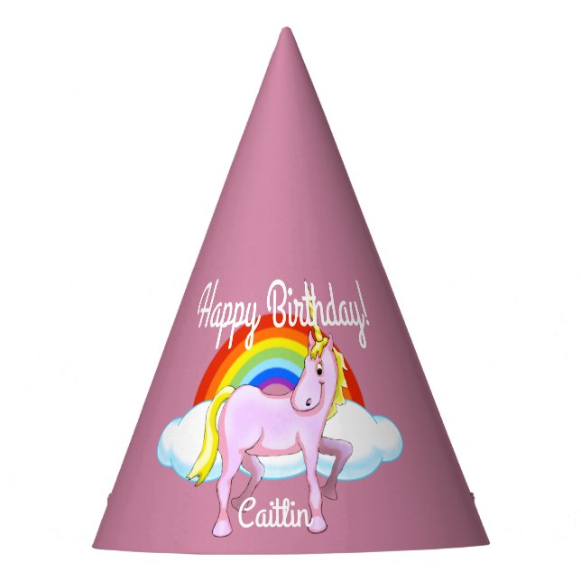 Unicorn Birthday Hats (Customizable) (Front)