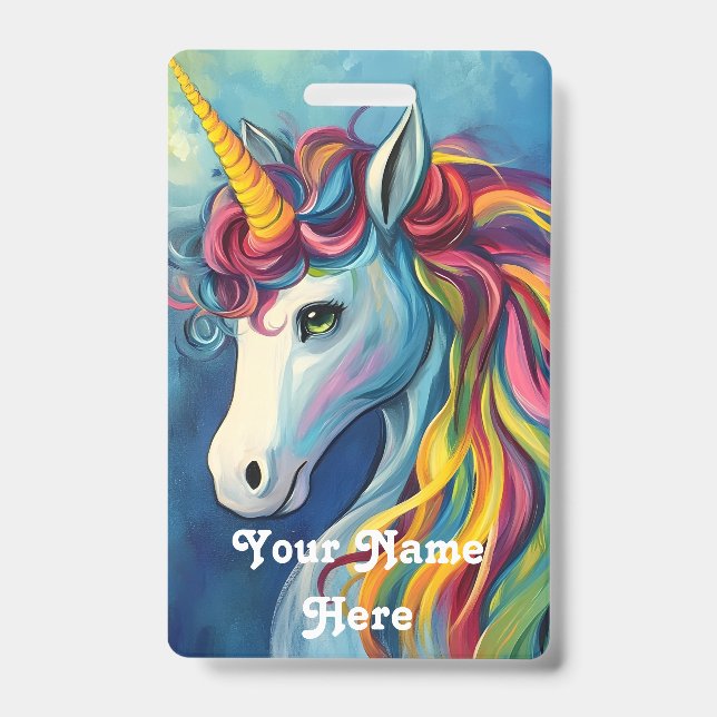 unicorn birthday host name badge (Front)