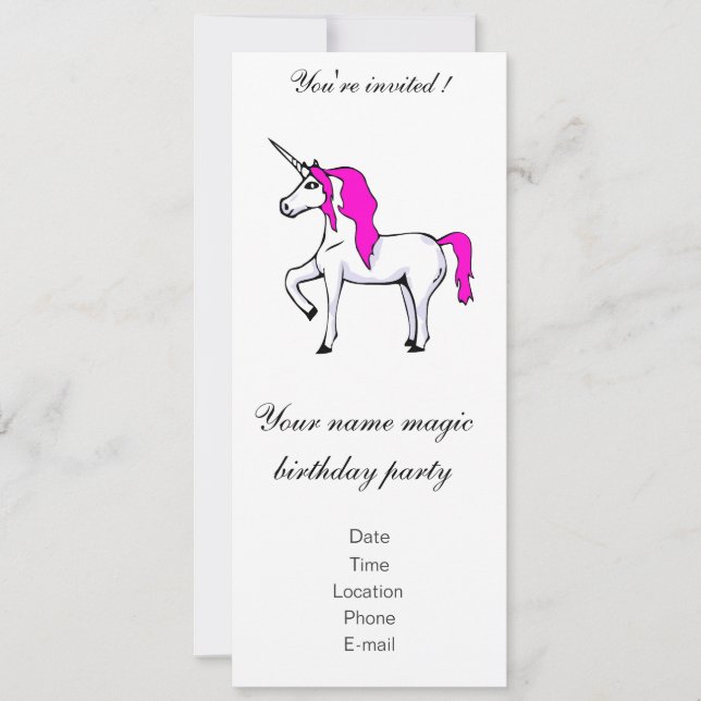 'Unicorn' birthday invitation (Front)