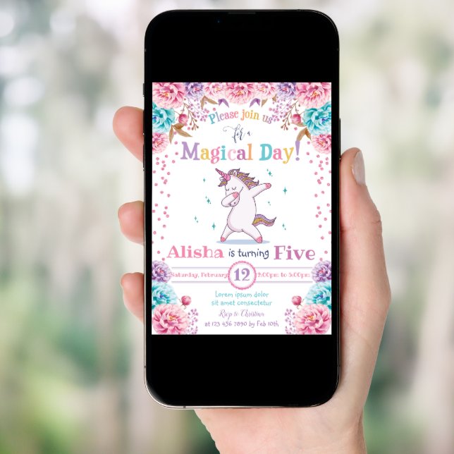 Unicorn Birthday Invitation (Front Digital)
