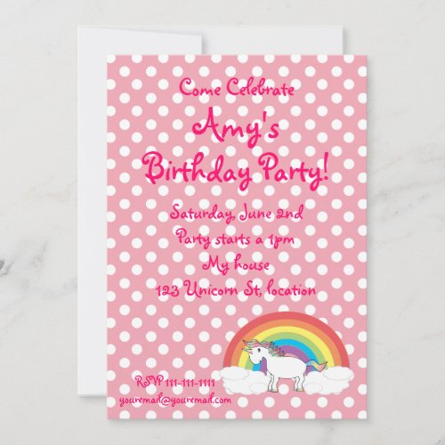 Unicorn birthday invitation