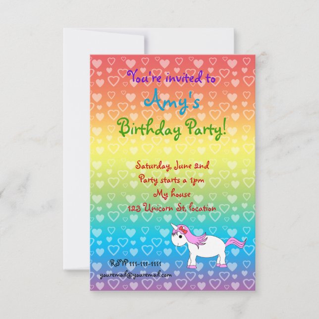 Unicorn birthday invitation (Front)