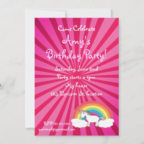 Unicorn birthday invitation