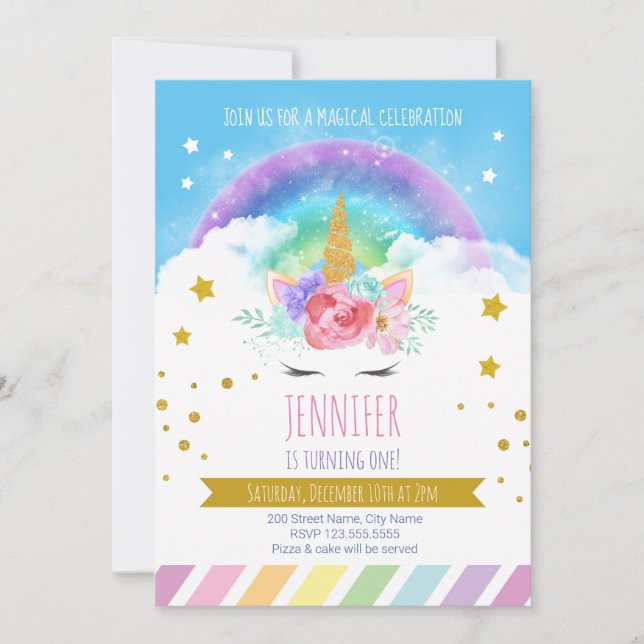 Unicorn Birthday Invitation (Front)