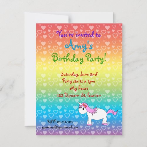 Unicorn birthday invitation