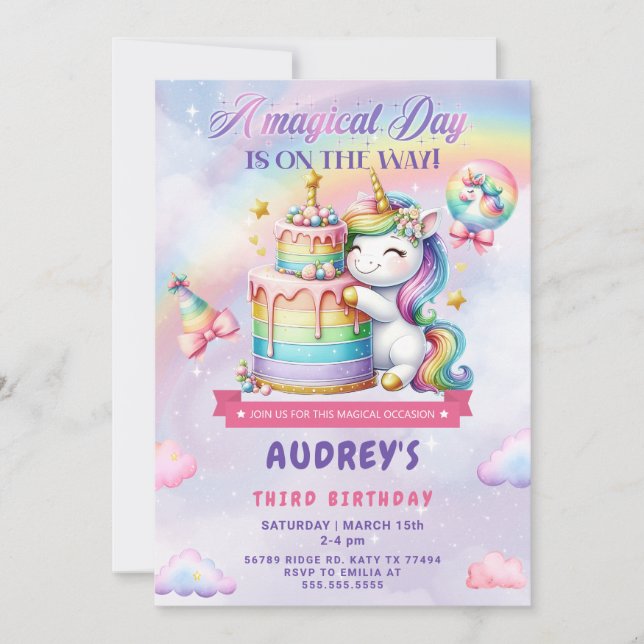 Unicorn Birthday Invitation (Front)