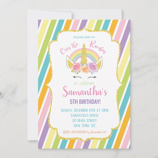Unicorn Birthday Invitation (Front)
