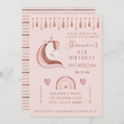 Unicorn Birthday Invitation