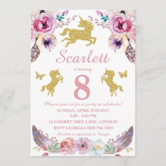 Unicorn Birthday Invitation