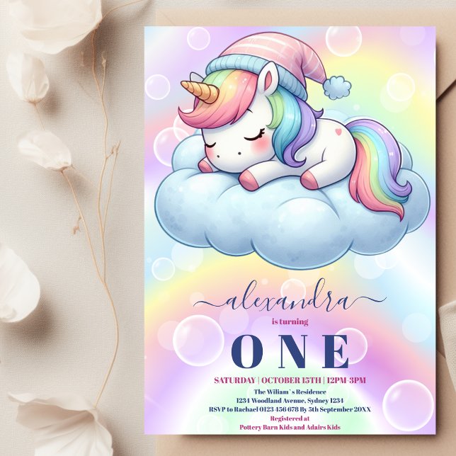 Unicorn Birthday Invitation 1st (Creator Uploaded)