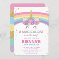 Unicorn Birthday Invitation 1st Birthday Party