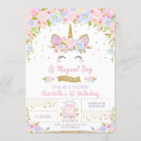 Unicorn Birthday Invitation 1st Birthday Party