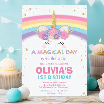 Unicorn Birthday Invitation 1st Birthday Party