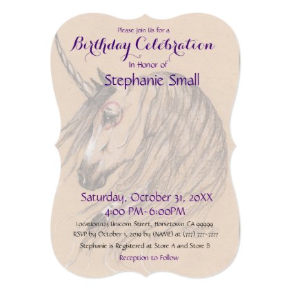 Unicorn Birthday Invitation Brown native american