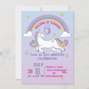 Unicorn Birthday Invitation for Girls