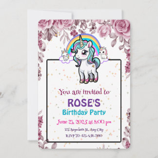 Unicorn Birthday Invitation | Girls Magical Party