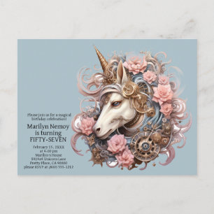 Unicorn Birthday Invitation Invite Invites Postcar