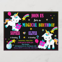 Unicorn birthday invitation Joint birthday party