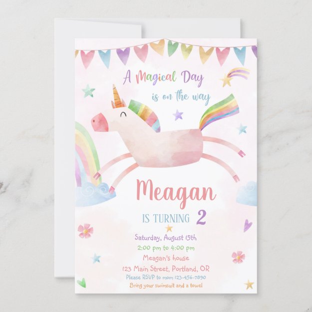 Unicorn birthday invitation Magical birthday party