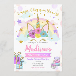 Unicorn Birthday Invitation / Magical Party