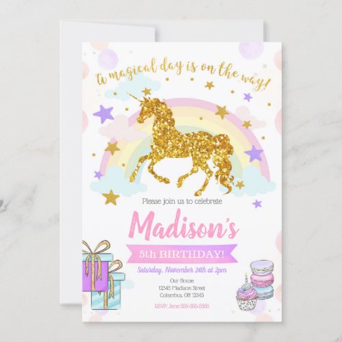 Unicorn Birthday Invitation  Magical Party