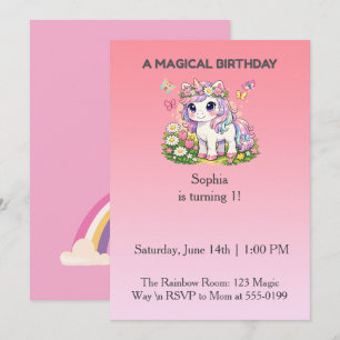 Unicorn Birthday Invitation Magical Pastel Gold Ph