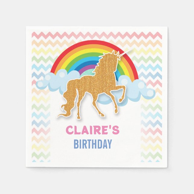 Unicorn Birthday invitation Magical Rainbow Napkins (Front)