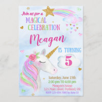 Unicorn birthday invitation Magical unicorn party