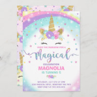 Unicorn Birthday Invitation Magical Unicorn Party