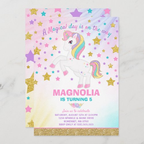 Unicorn Birthday Invitation Magical Unicorn Party