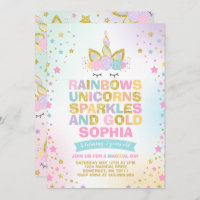 Unicorn Birthday Invitation Magical Unicorn Party