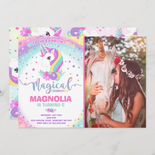 Unicorn Birthday Invitation Magical Unicorn Party