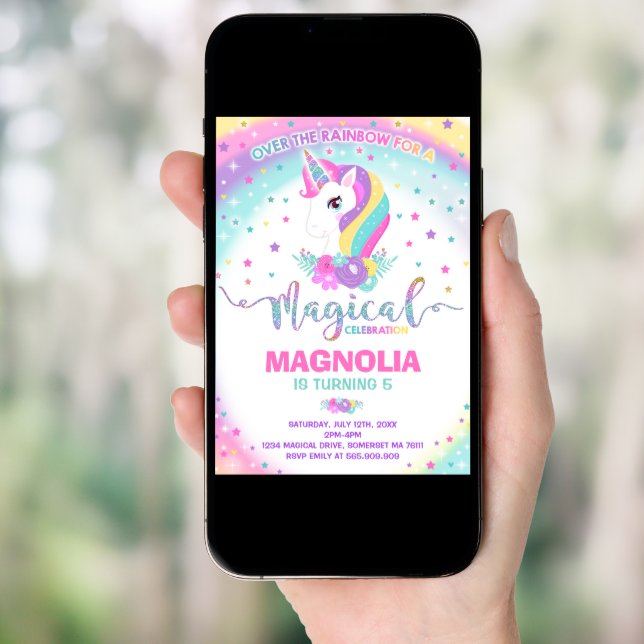 Unicorn Birthday Invitation Magical Unicorn Party (Front Digital)