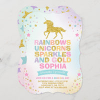 Unicorn Birthday Invitation Magical Unicorn Party