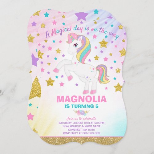 Unicorn Birthday Invitation Magical Unicorn Party