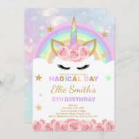 Unicorn Birthday Invitation Magical Unicorn Party